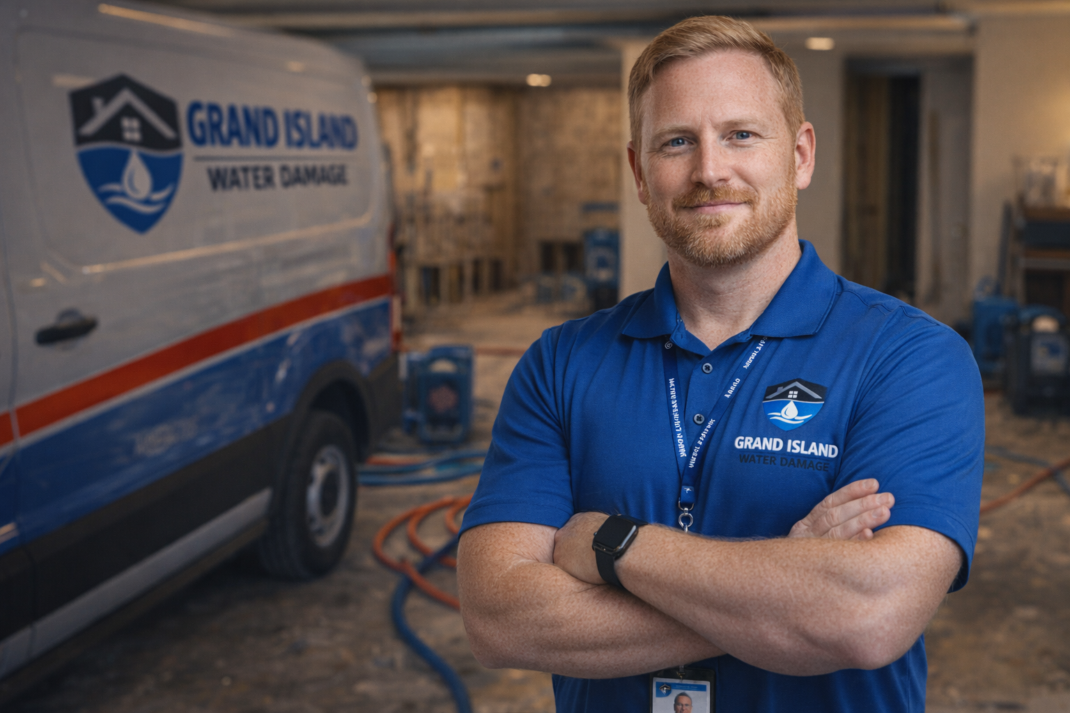 Grand Island Water Damage technician in a water-damaged property